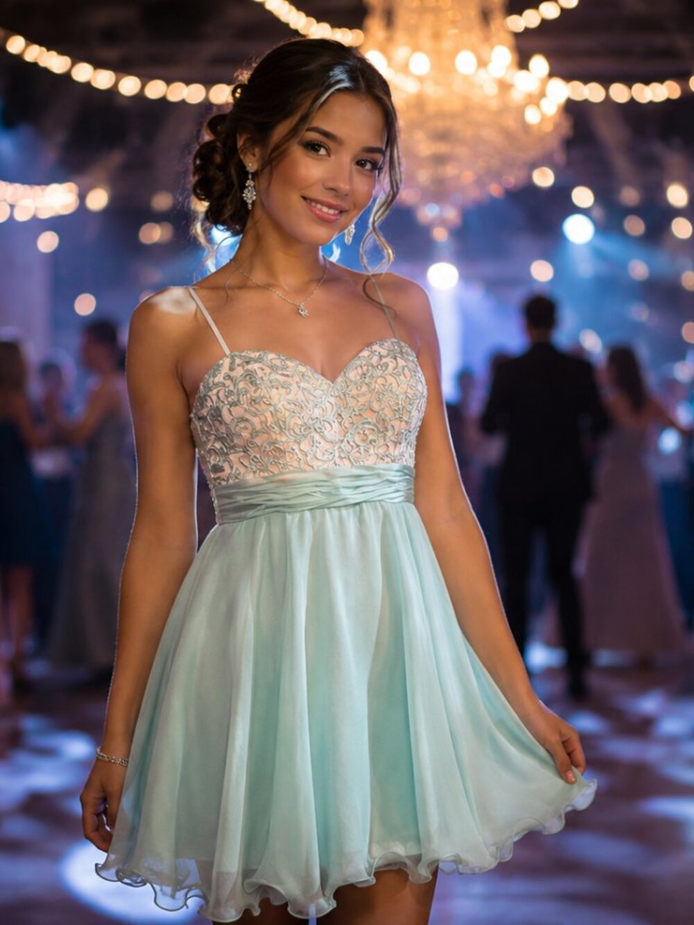 narianna A-line mini womans dress Large Sleeveless chiffon prom wedding cocktail
